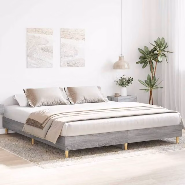 Berkfield Home Sonoma Durable Bed Frame in Grey, Engineered Wood, W/D/H: 200 x 25 x 203 cm