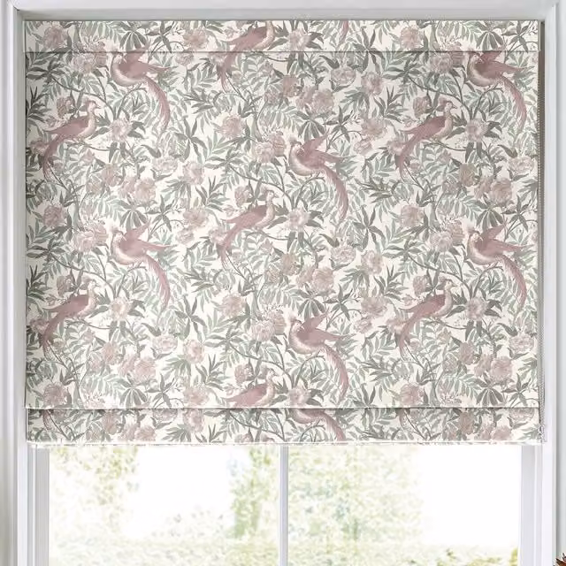 Laura Ashley Osterley Birds Made to Measure Blackout Roman Blind in Mulberry Multicolour