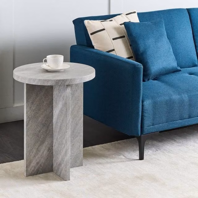 Wyld and Coco Grey Effect MDF Round Side Table – 1