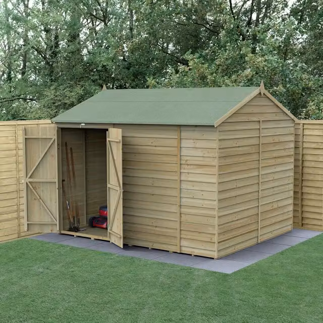 4LIFE Reverse Apex Wood Garden Shed in Brown with Window and Floor
