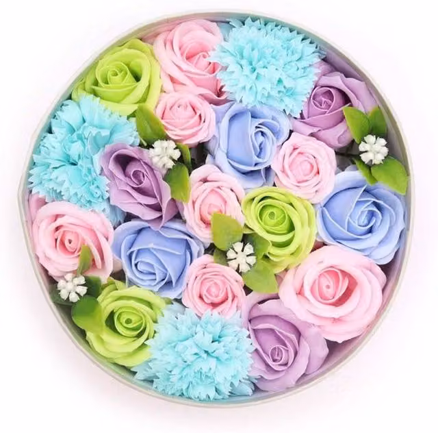 KDMD Baby Blessings Round Floral Tabletop Box in Blue and Multicolour – 1