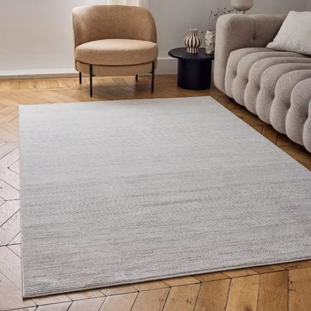 THE RUGS Carmel Striped Area Rug, W/D/H: 120 x 170 cm, Ivory and Grey