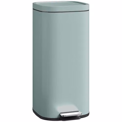 HOMCOM 30L Green Pedal Kitchen Bin with Soft-Close Lid and Removable Inner Bucket