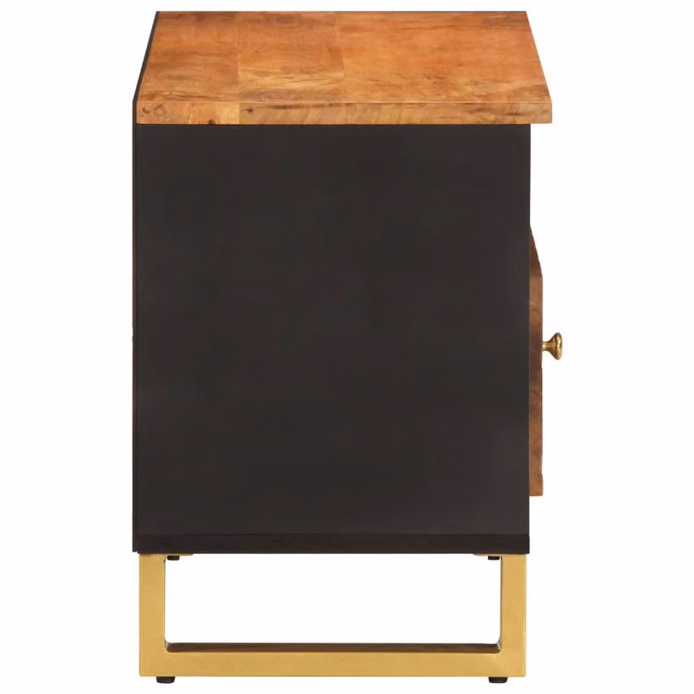Berkfield Home Industrial Mango Wood TV Cabinet in Brown and Black, W: 80 cm, D: 33.5 cm, H: 46 cm – 4