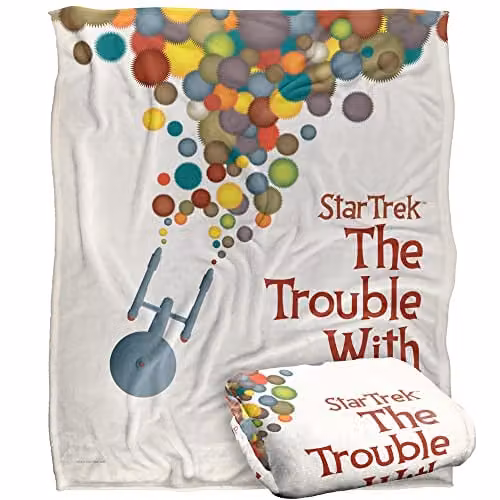 Trevco Star Trek TOS Episode 44 Silky Touch Super Soft Fleece Throw Blanket, White, W: 152 cm, D: 127 cm