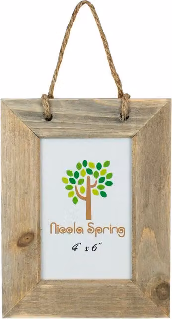 Nicola Spring Rustic Heart Hanging Single Wood Photo Frame, Brown, W/H: 15.24 x 15.24 cm