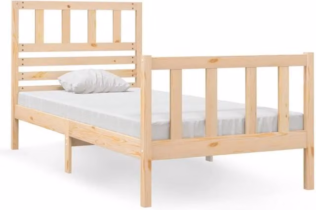 Berkfield Home Small Single Solid Wood Bed Frame in Beige, W: 75 cm, L: 190 cm