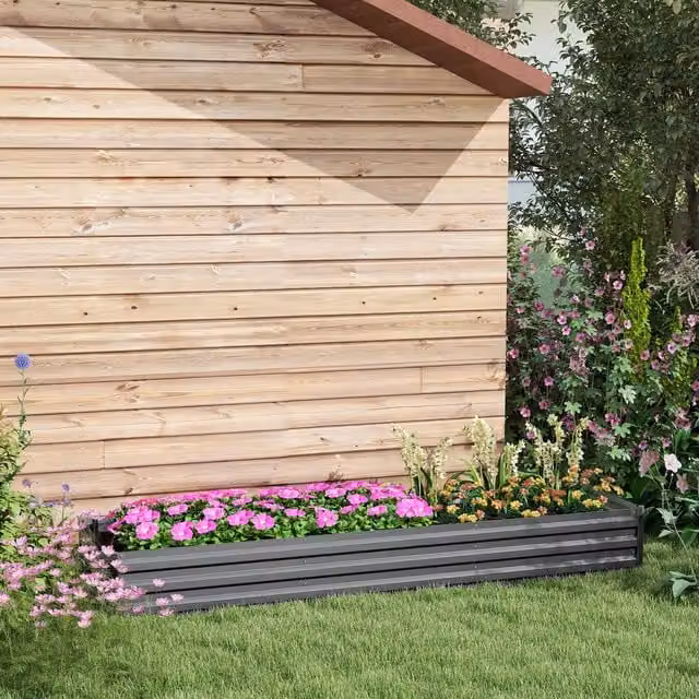 Outsunny Galvanised Steel Raised Bed for Vegetable and Ornamental Gardens, Grey, H x W x D: 60 x 60 x 60 cm