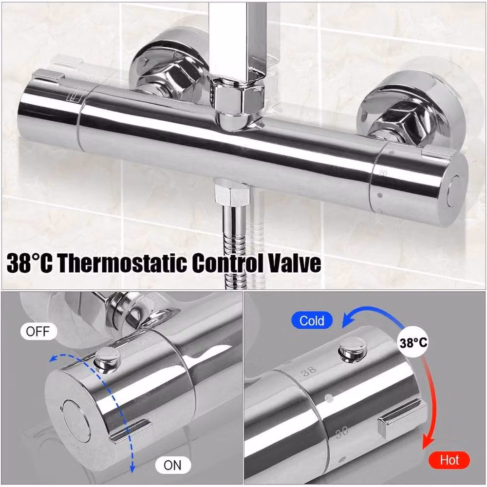 SPETLEK Round Thermostatic Shower Bar Mixer Valve in Chrome Silver – 2
