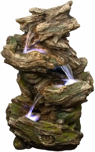 Tranquillity Water Features Driftwood Falls Grey Wood Effect Tabletop Cascade Water Feature
