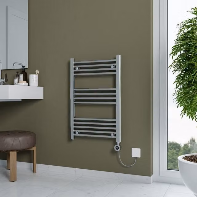 Grace Electric Designer Towel Radiator in Silver with WiFi and App Control, W: 50 cm, H: 50 cm, D: 50 cm