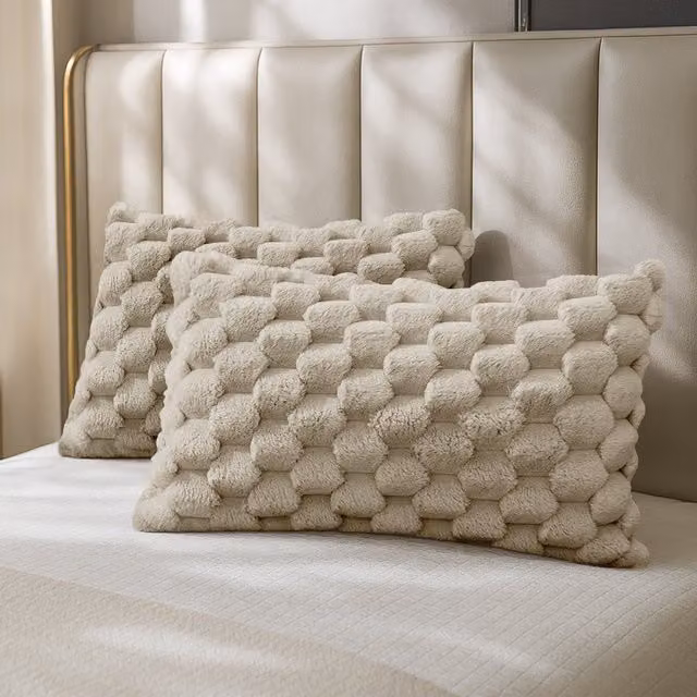 Velosso Reversible Soft Chunky Popcorn Thermal Teddy Fleece Pillowcase Pair in Beige and Brown