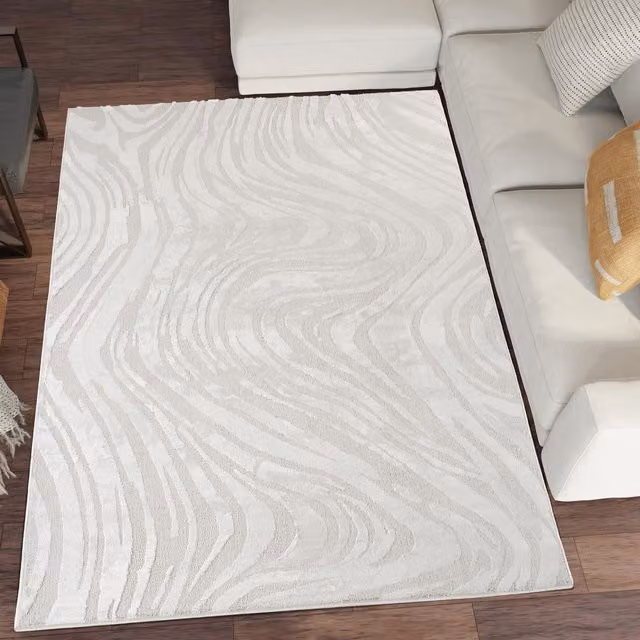 Desire Rugs Hamilton Modern Metallic Sheen Area Rug in Silver with Marble Inspired Stone Look, W/D/H: 60 x 220 cm