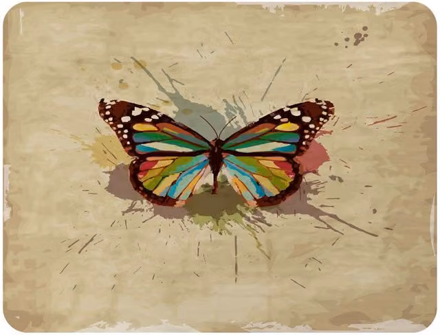 Benjamin Tate Design Butterfly and Paint Splats Fleece Blanket in Brown, Beige and Multicolour, W/D/H: 120 x 150 cm – 2