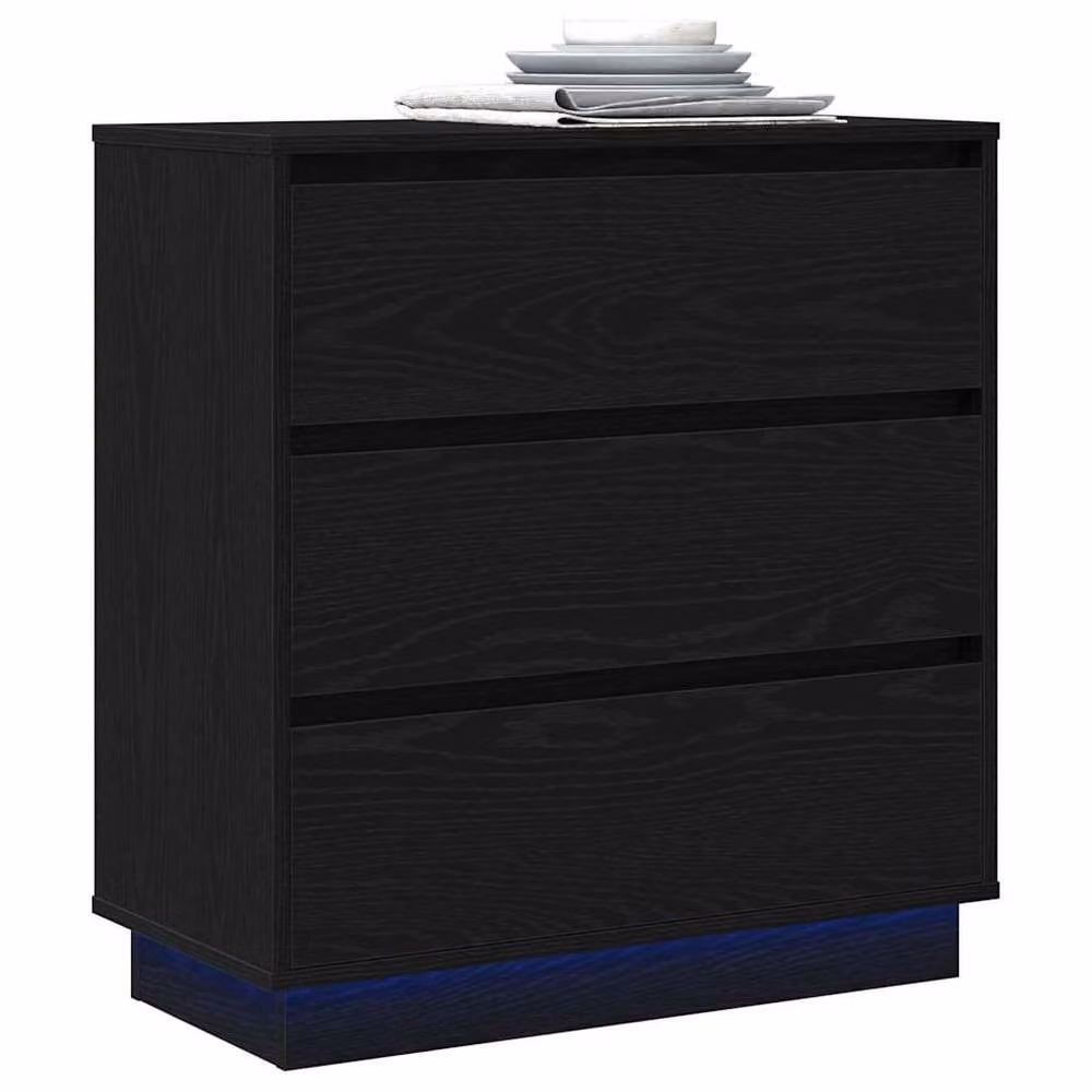 Berkfield Home Modern Bedside Cabinet in Black Oak with Integrated LED Lighting, W: 34.5 cm, D: 40 cm, H: 71 cm – 3