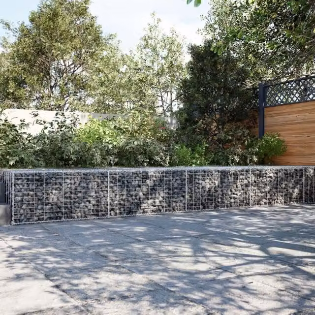 Berkfield Home Silver Galvanised Steel Gabion Basket with Cover, W: 800 cm, D: 100 cm, H: 50 cm
