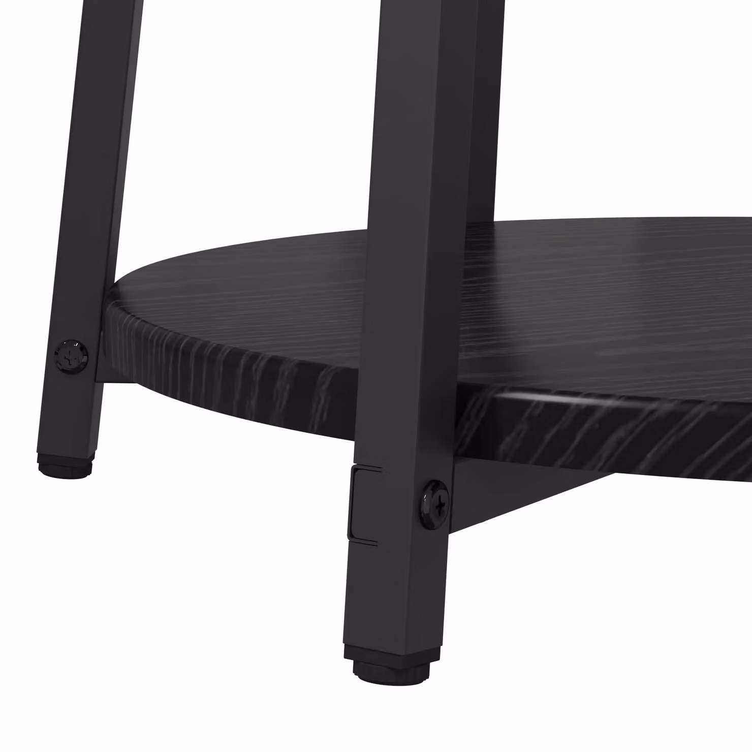 Berkfield Home Set of 2 Modern Round Side Tables in Black Oak and Metal – 6