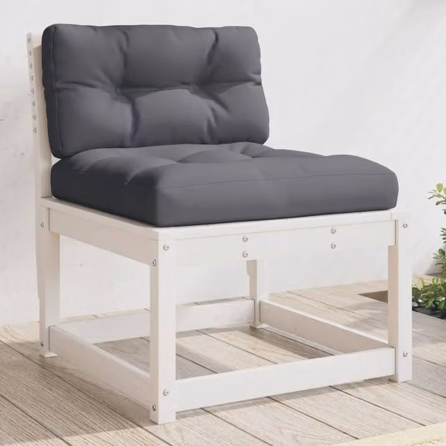 Berkfield Home 2-Piece White Solid Pine Garden Sofa Set with Fabric Cushions
