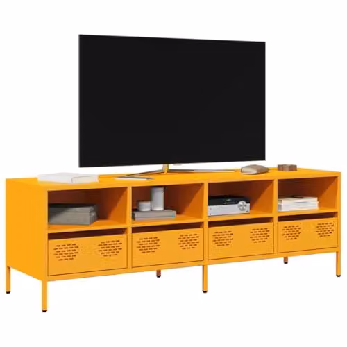 vidaXL Industrial Metal TV Cabinet in Mustard Yellow, W/D/H: 135 x 39 x 43.5 cm – 2