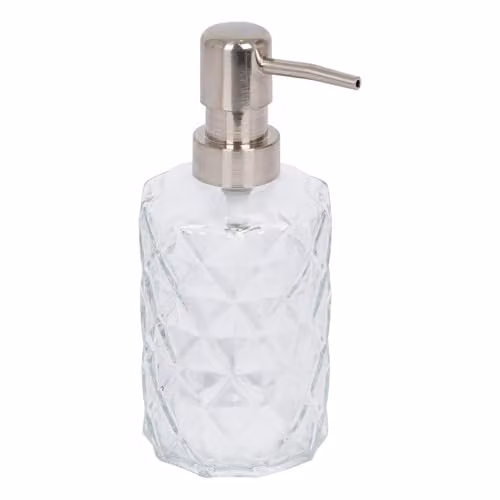 Harbour Housewares Prism Glass Soap Dispenser 330ml - Transparent Refillable Bottle with Pump