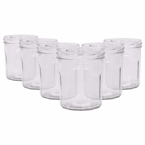 Argon Tableware Set of 6 Glass Screw Top Jars with Gold Metal Lids, 250ml, Transparent – 1