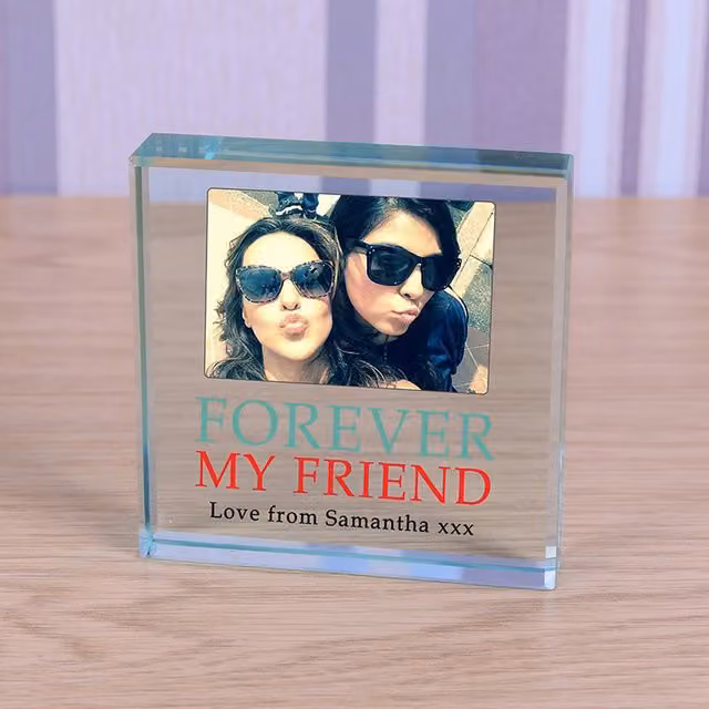 Uniqueful Personalised Forever My Friend Glass Token in Transparent and Beige