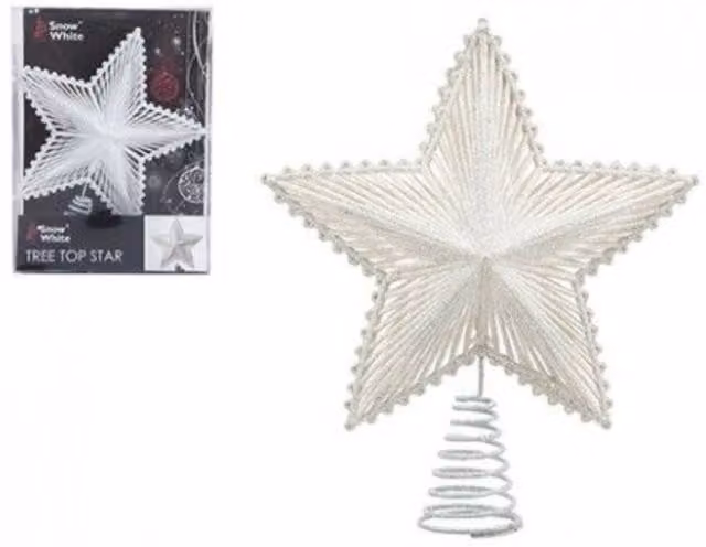 KDMD 2 Pack Luxury White Christmas Tree Top Stars, 20 cm