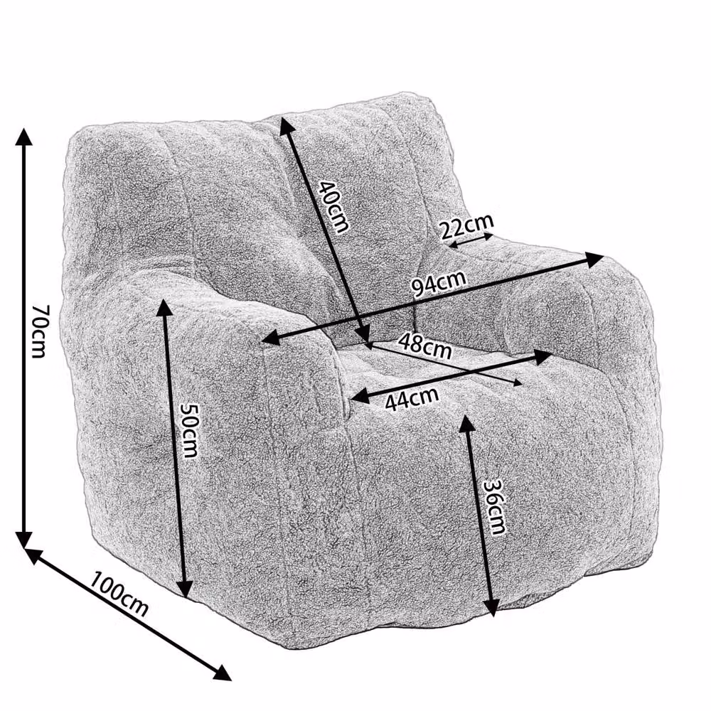 Direct Wicker Ivory Teddy Fabric Bean Bag Chair with Shredded Memory Foam – 2