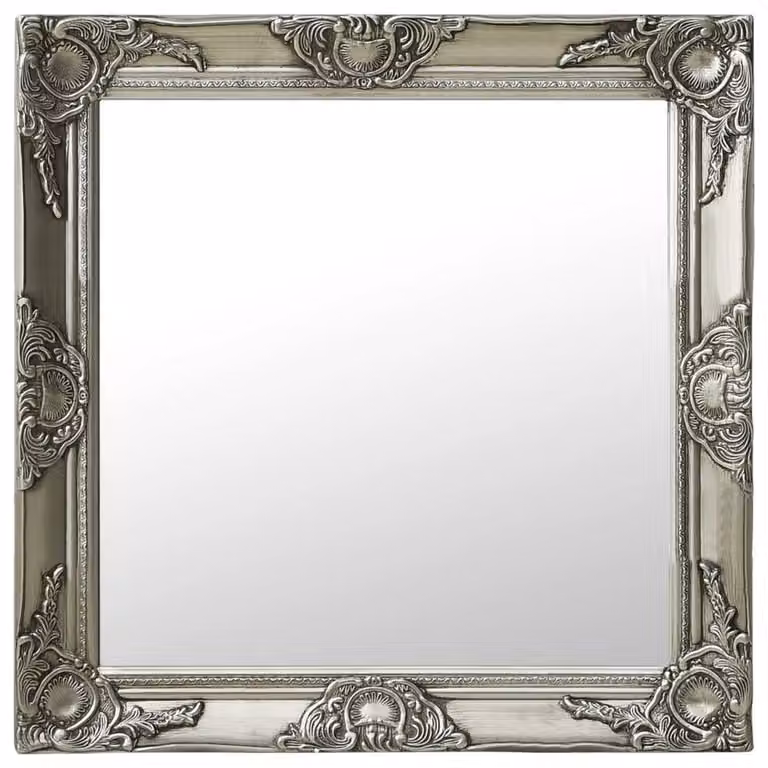 Berkfield Home Baroque Style Wall Mirror, Silver, W: 60 cm, H: 60 cm