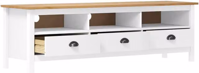 Berkfield Home Hill TV Cabinet in White Solid Pine Wood W/D/H: 158 x 40 x 47 cm