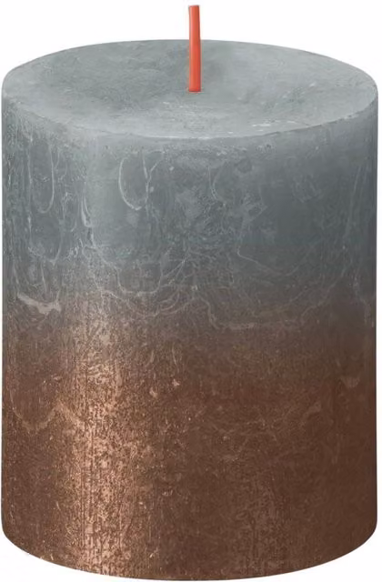 Bolsius Rustic Metallic Pillar Candle in Faded Eucalyptus Green, H 80 cm x W 68 cm x D 68 cm