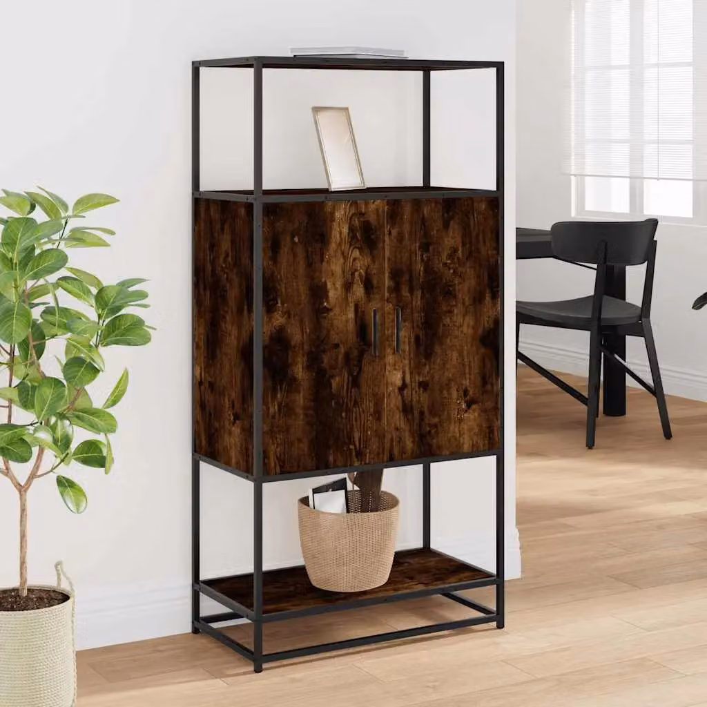 Berkfield Home Smoked Oak Highboard in Brown, W/D/H: 68 x 35 x 139 cm – 3