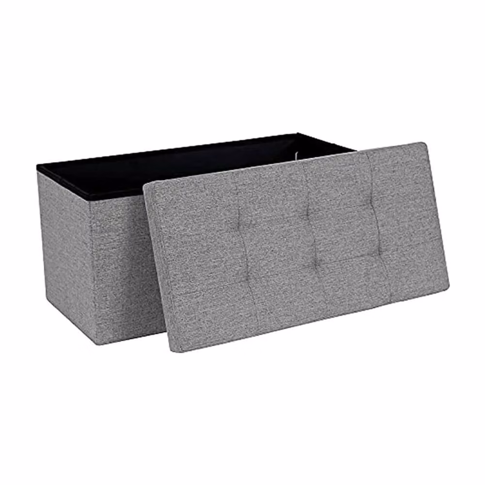 PAWNORA Ottoman Storage Seat in Light Grey, W/D/H: 76 x 38 x 38 cm – 3