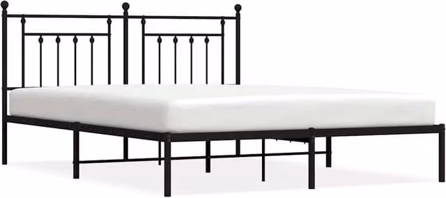 Berkfield Home Metal Bed Frame with Headboard in Black 183 x 213 cm