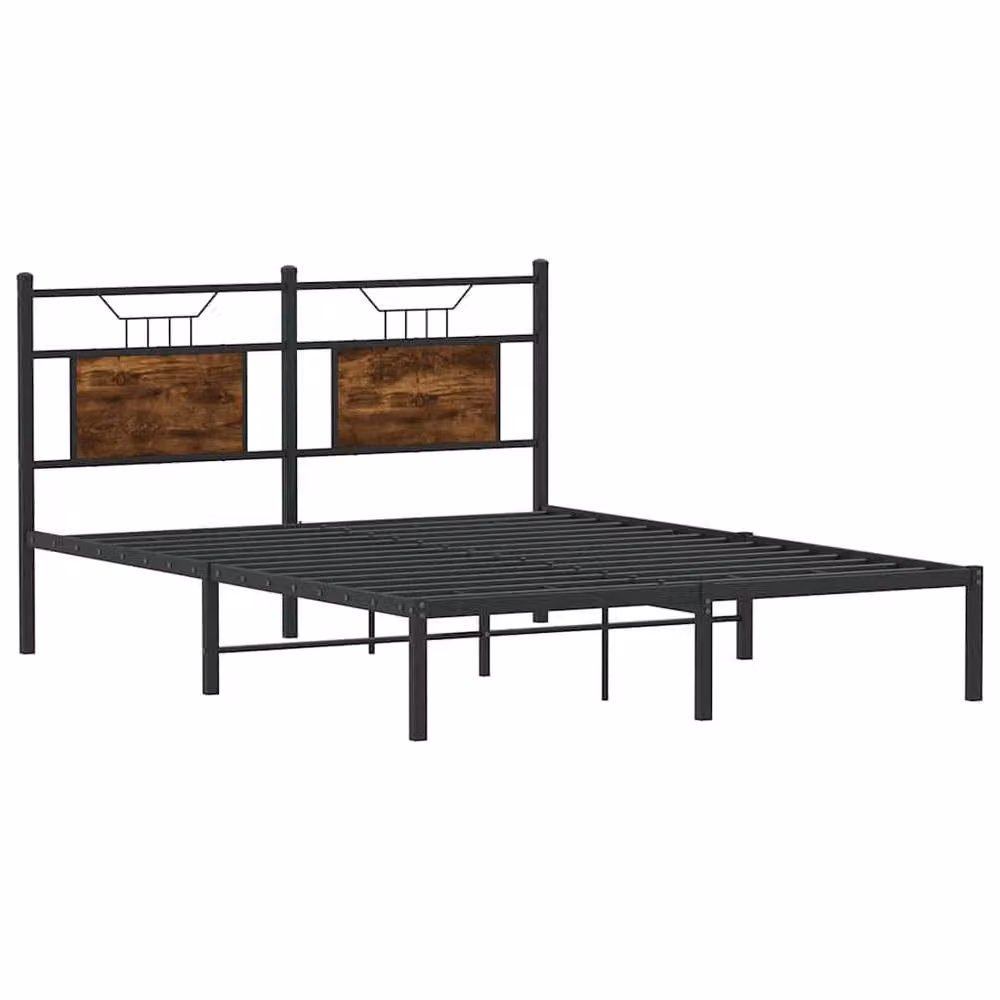 Berkfield Home Decorative Bed Frame in Smoked Oak and Brown, W/D/H: 140 x 200 cm – 3