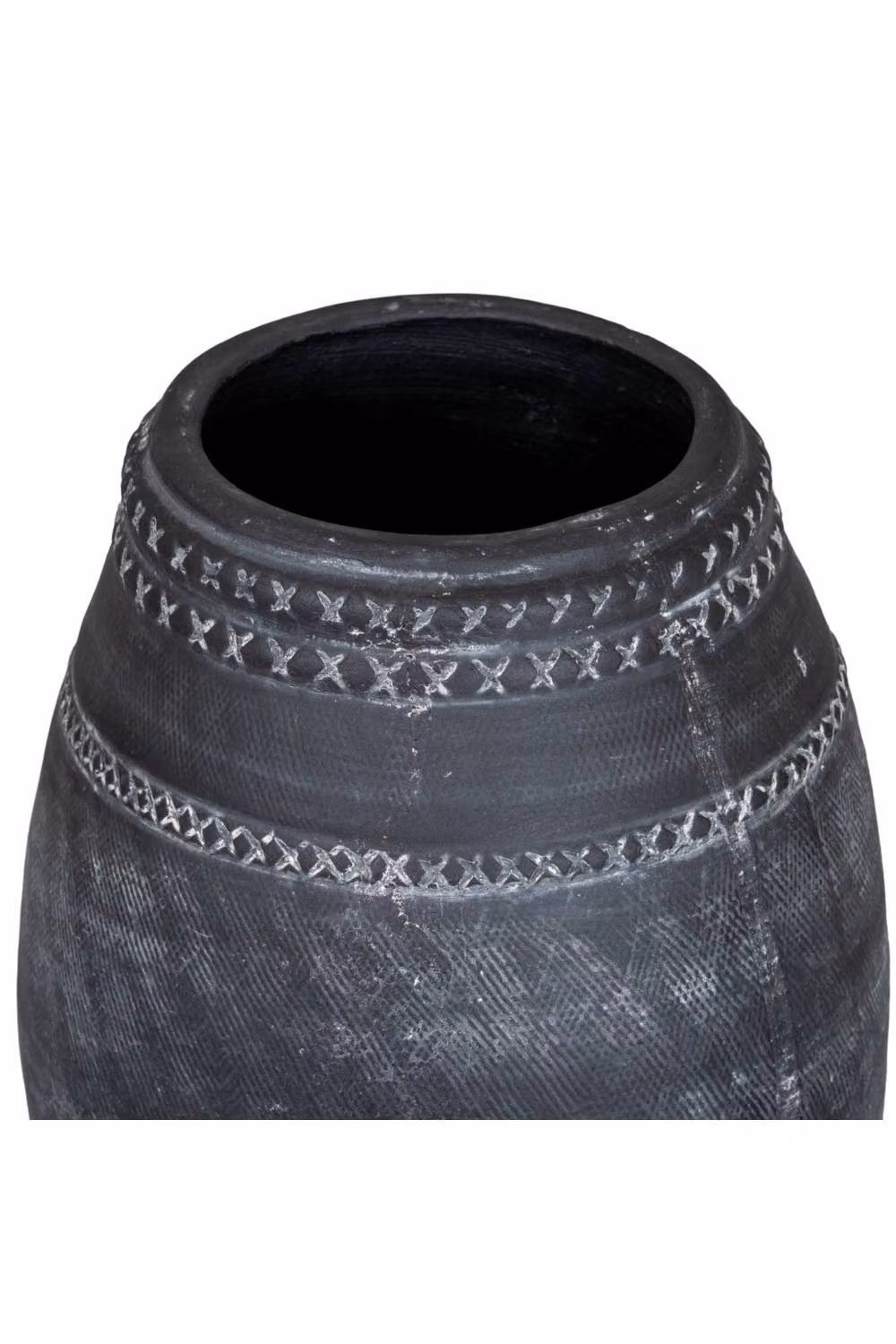 KDMD Etched Pattern Ceramic Tabletop Vase in Black with Muted Tonal Finish – 2