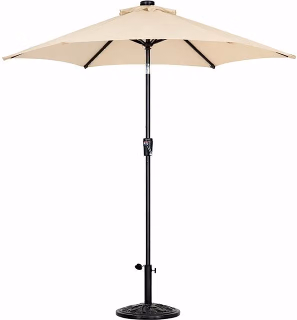 Jack Stonehouse Tilting Round Garden Parasol in Beige with UPF 50+ Polyester Canopy, Diameter: 270 cm, Height: 240 cm