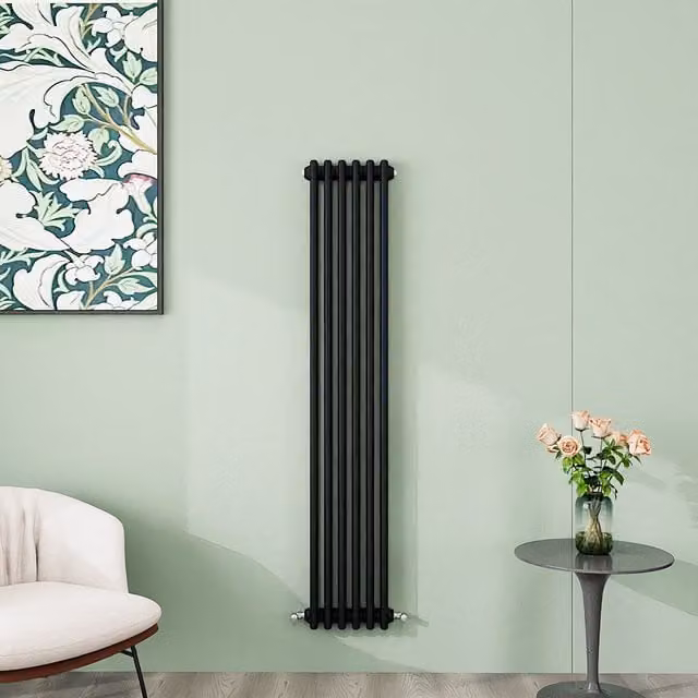 AicaBathroom Vertical Traditional Cast Iron Style 3 Column Radiator in Black, H 150 cm x W 29 cm x D 29 cm
