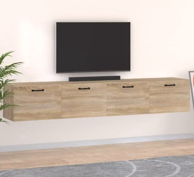 Berkfield Home Set of 2 Modern Wall Cabinets in Sonoma Oak Brown, W/D/H: 100 x 36.5 x 35 cm – 1