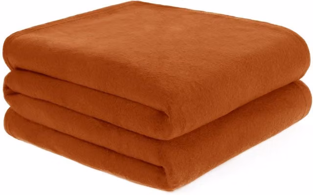 Dreamscene Plain Orange Fleece Throw Blanket, W: 150 cm