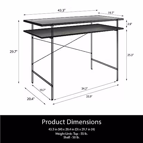 DHP Furniture Wainwright Computer Desk in Black Oak Look – 2