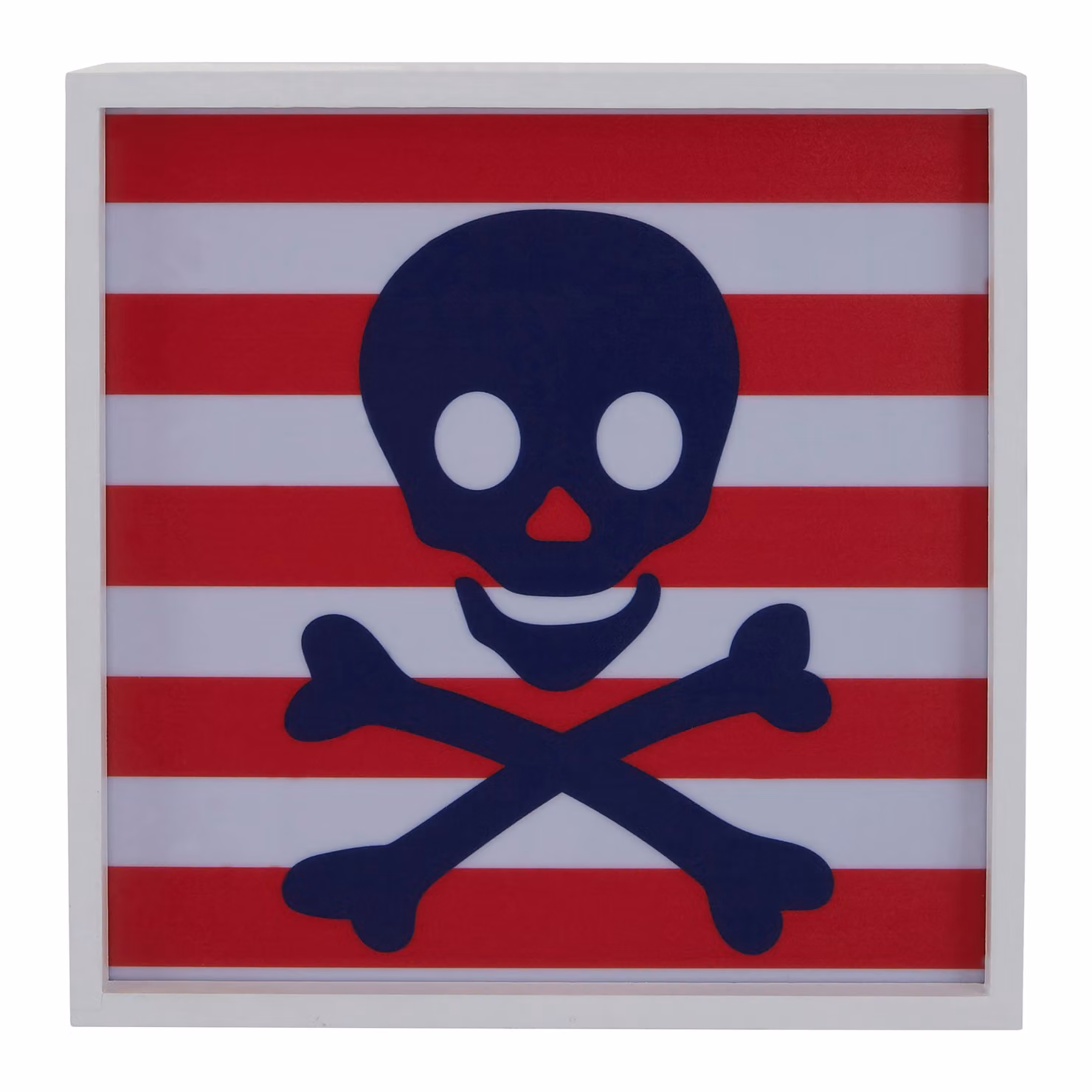 Orsina Pirate LED Light Box, Red and White Striped Skull and Crossbones Wall Mountable Night Light for Children – 3