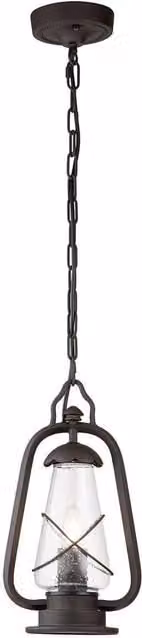 Netlighting Miners Single Light Outdoor Ceiling Chain Lantern in Old Bronze and Brown, IP44, E14