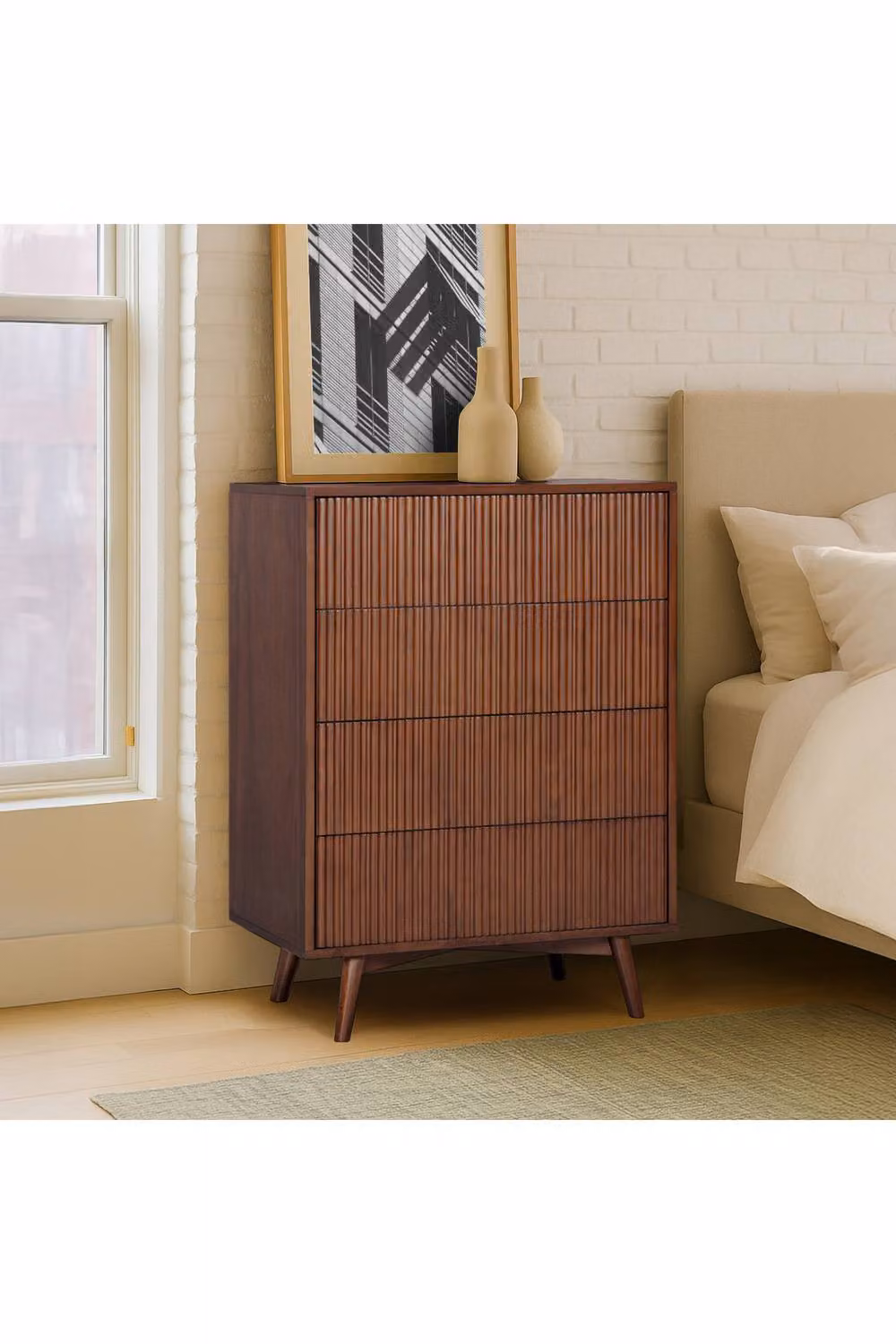 Teamson Home Tremolo 4 Drawer Chest of Drawers in Walnut Brown, H 106.1 x W 51.1 x D 45.7 cm – 2