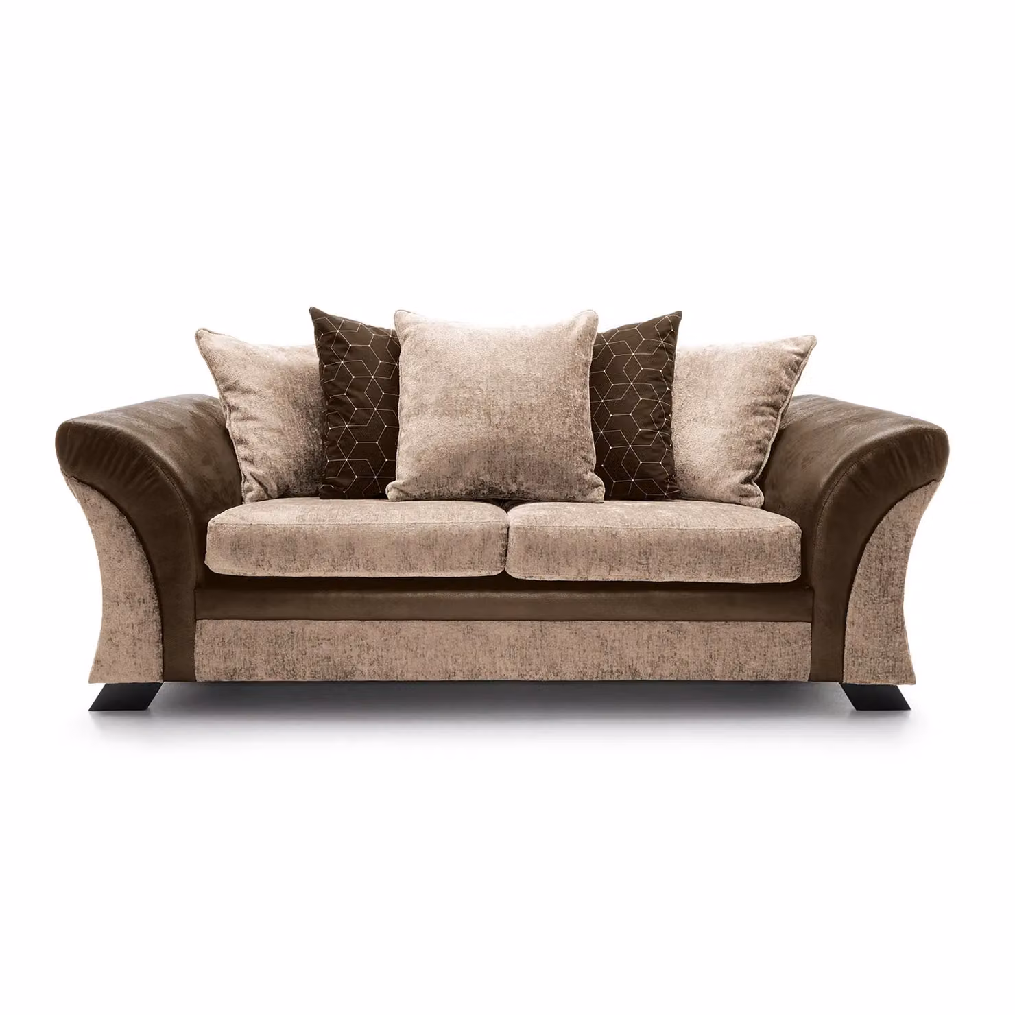 Abakus Direct Farrow 3 Seater Chenille Fabric Sofa in Brown and Beige – 2