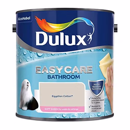 Dulux Easycare Bathroom Mould Resistant Water Based Emulsion Paint, Egyptian Cotton Beige, 2.5 l – 2