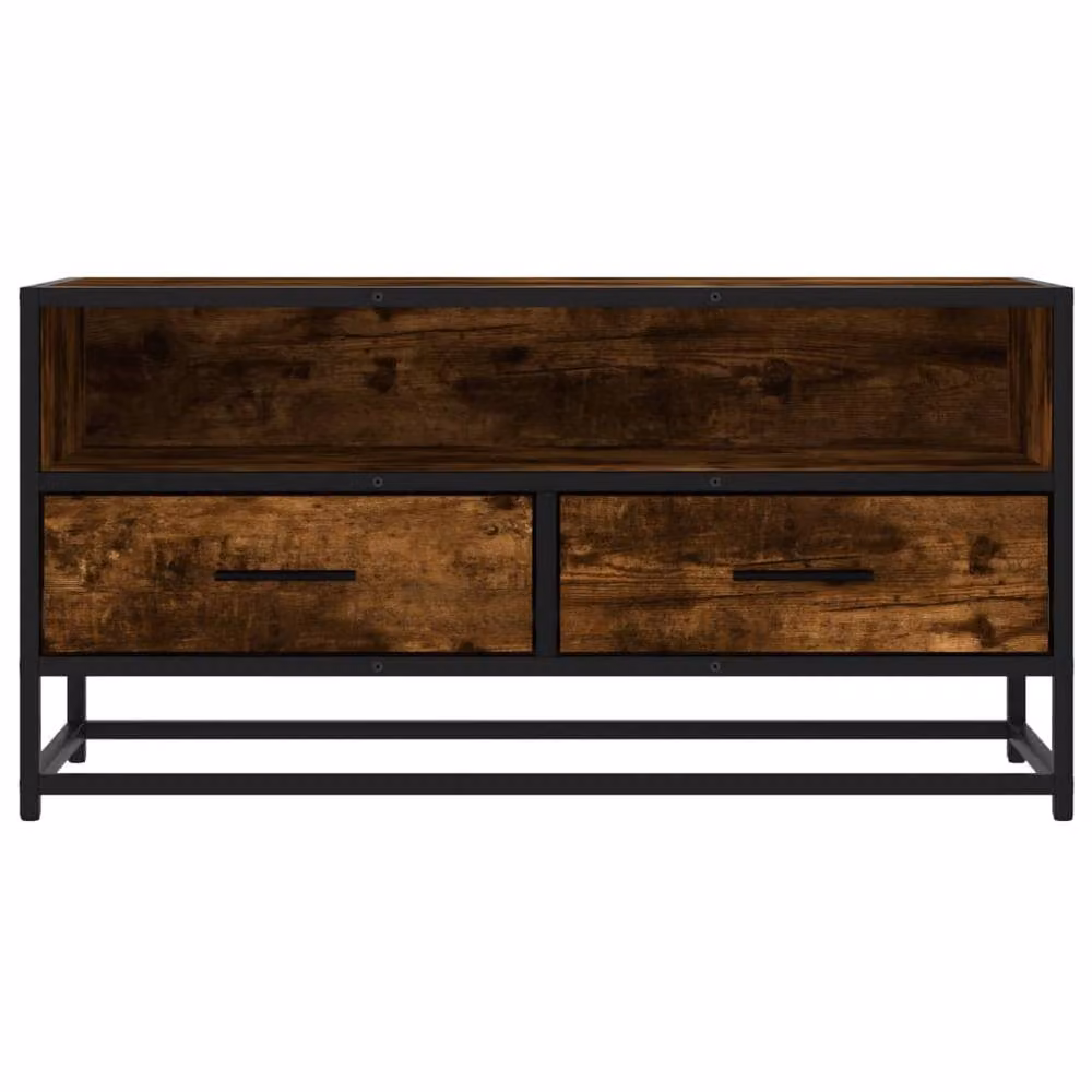 Berkfield Home Industrial TV Cabinet in Smoked Oak and Brown, W/D/H: 80 x 34.5 x 40 cm – 4