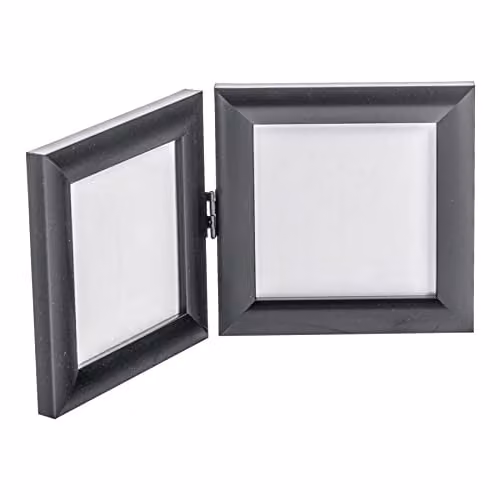 Nicola Spring Modern Square Folding 2-Photo Tabletop Frame, Black, Fits 10 x 10 cm – 1