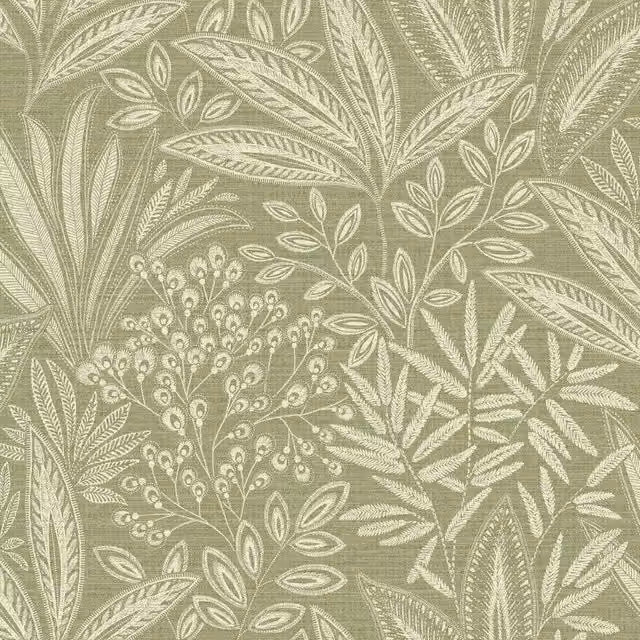 Crown Sahara Botanical Floral Green Paper Wallpaper Roll