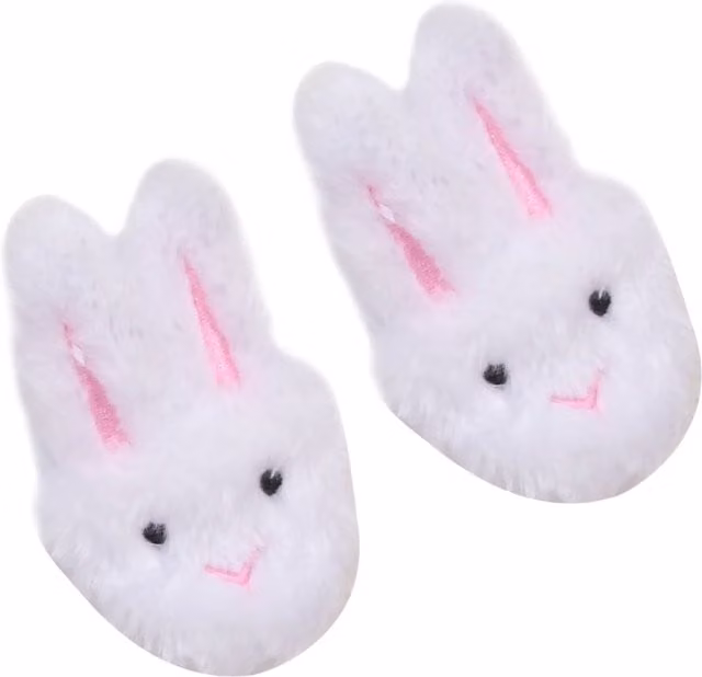Teamson Kids Sophias White Bunny Slippers with Rabbit Ears for 18 inch Dolls